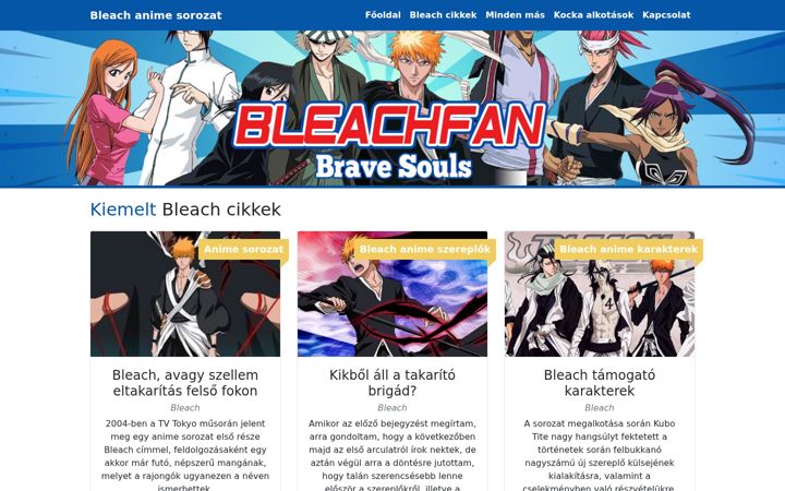 Screenshot of bleachfan.hu