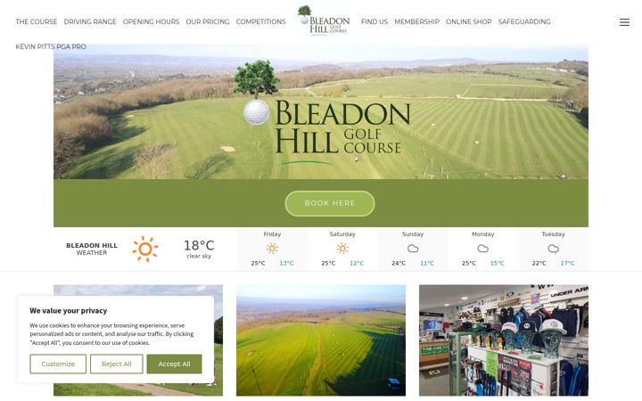 Screenshot of bleadonhillgolfcourse.co.uk