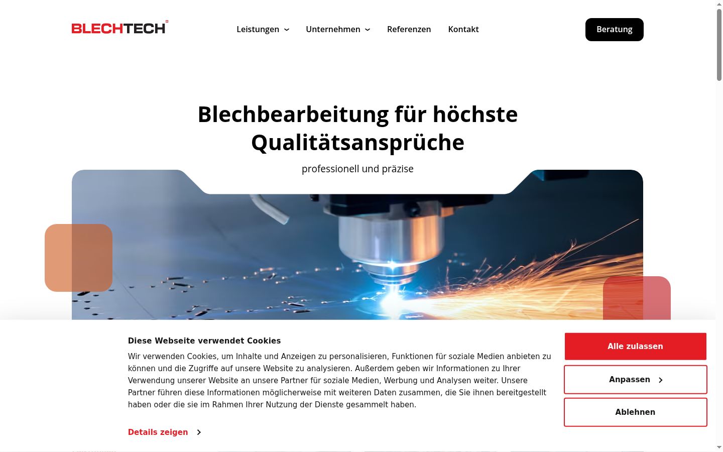 Screenshot des Einwilligungsbanners vor jeglicher Interaktion