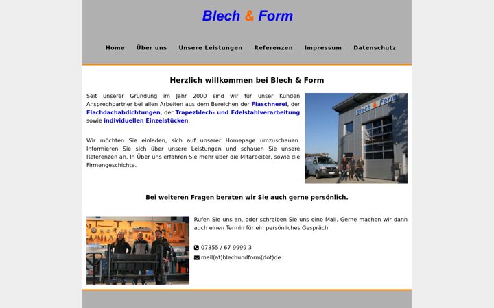 Screenshot of blechundform.de