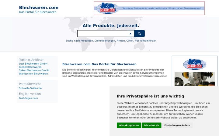 Screenshot ta' blechwaren.com