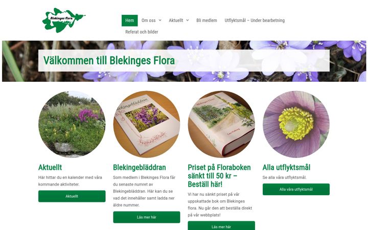 Snímek obrazovky blekingesflora.se