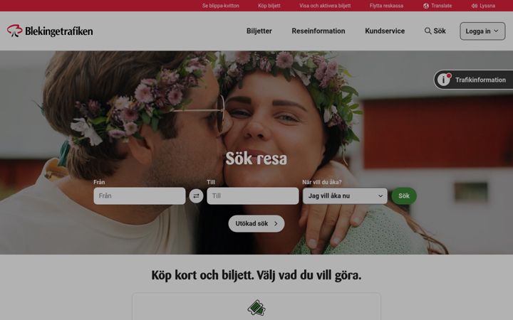 Zrzut ekranu blekingetrafiken.se