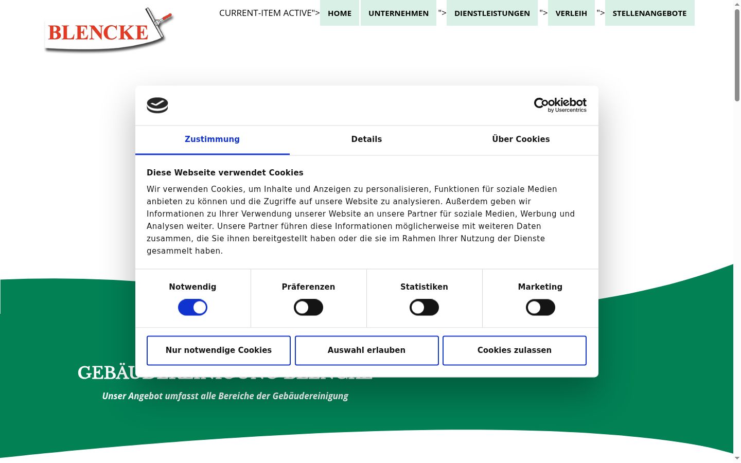 Screenshot des Einwilligungsbanners vor jeglicher Interaktion