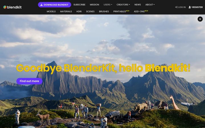 Screenshot von blenderkit.com