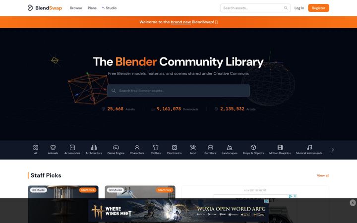Screenshot of blendswap.com