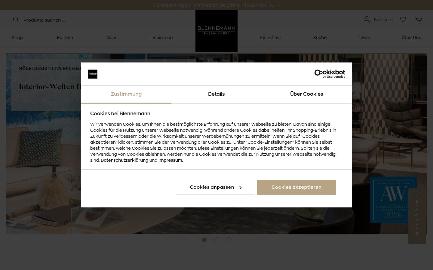 Screenshot del banner di consenso mostrato prima di qualsiasi interazione