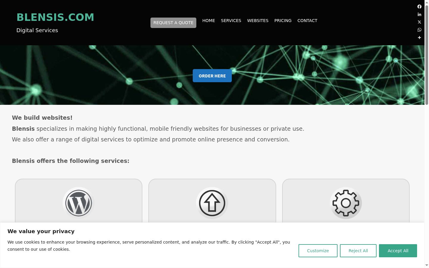 Screenshot of the consent banner shown before any interaction