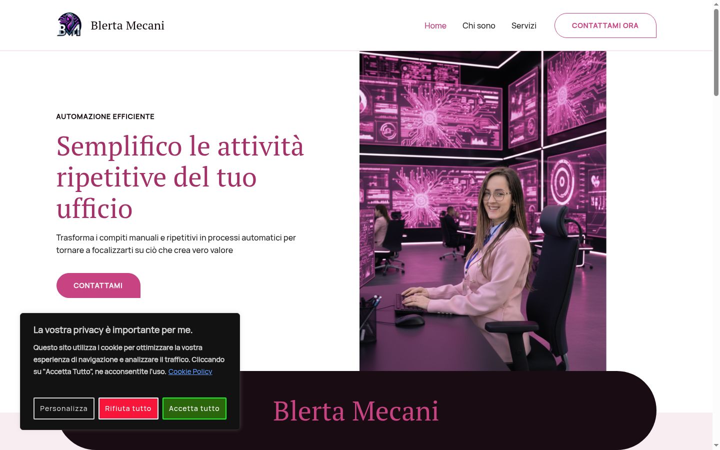 Screenshot del banner di consenso mostrato prima di qualsiasi interazione