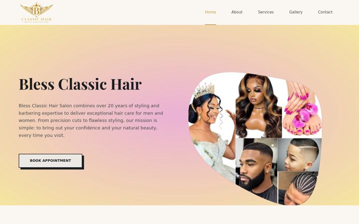 Screenshot of blessclassichair.com