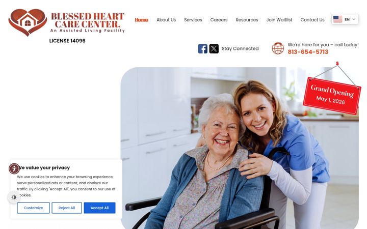 Screenshot of blessedheartcarecenteralf.com