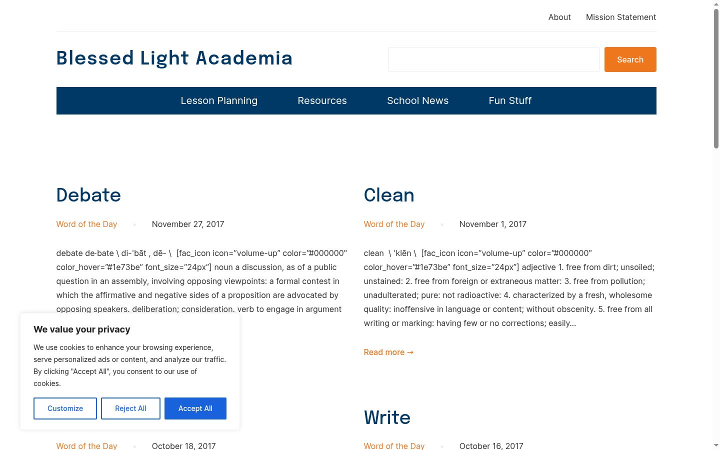 Screenshot of the consent banner shown before any interaction