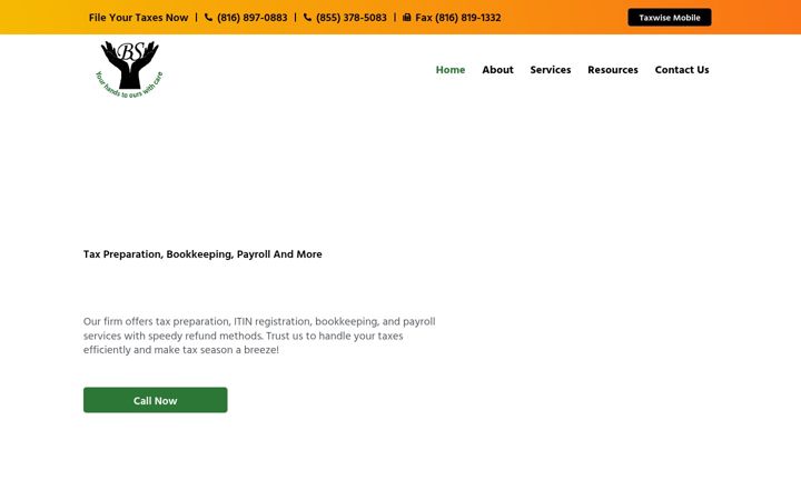 Screenshot van blessedservantstax.com