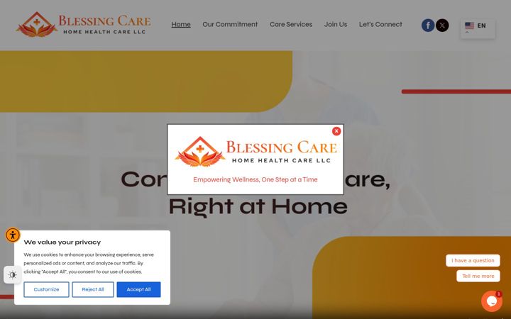 Snimka zaslona za blessingcarehomehealthcarellc.com
