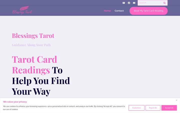Screenshot of blessingstarot.ca