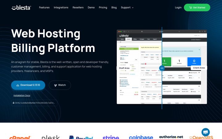 Screenshot of blesta.com