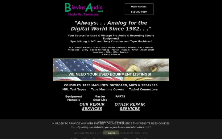 Screenshot of blevinsaudio.net