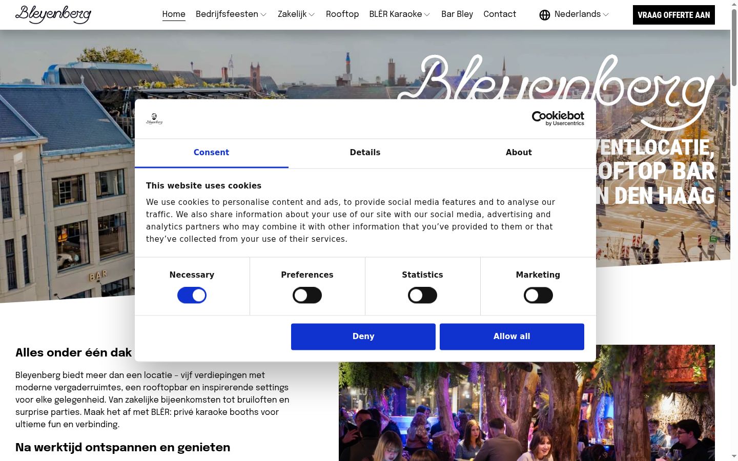 Screenshot of the consent banner shown before any interaction