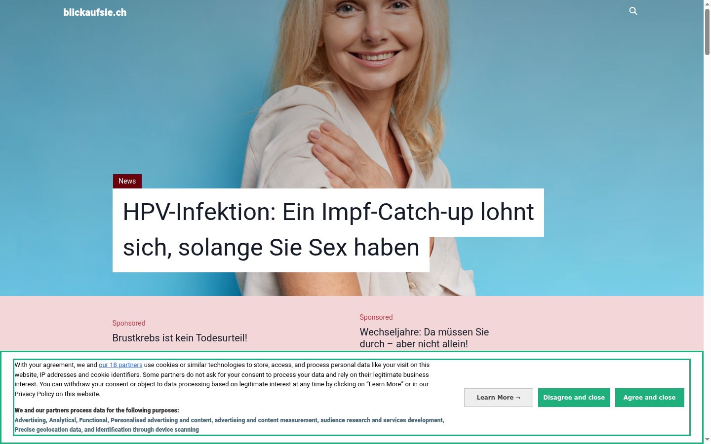 Screenshot tal-banner tal-kunsens muri qabel kwalunkwe interazzjoni