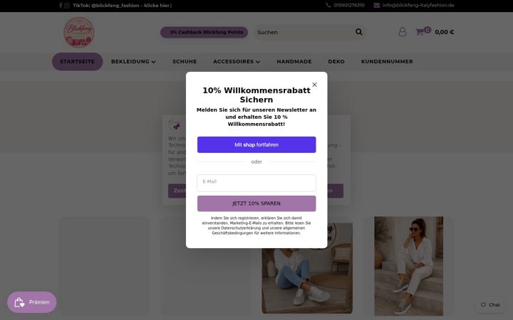 Screenshot ta' blickfang-italyfashion.de