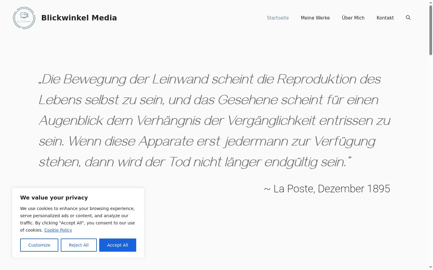 Screenshot des Einwilligungsbanners vor jeglicher Interaktion