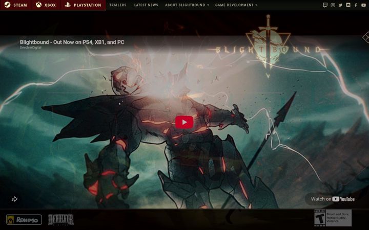 Ekrano kopija blightbound.com