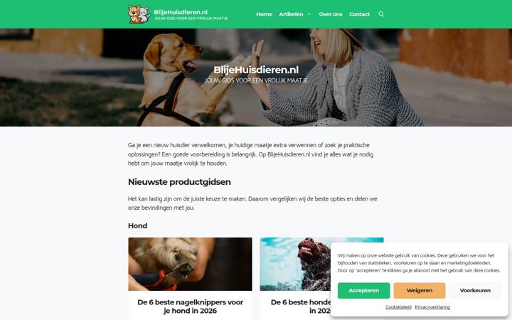Screenshot ta' blijehuisdieren.nl