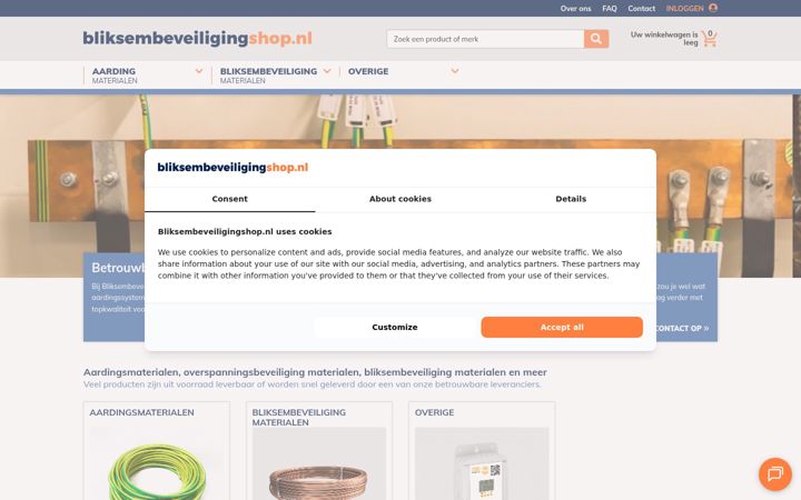 Screenshot του bliksembeveiligingshop.nl