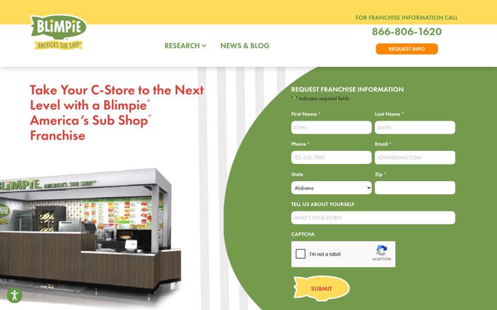 Screenshot of blimpieexpressfranchise.com