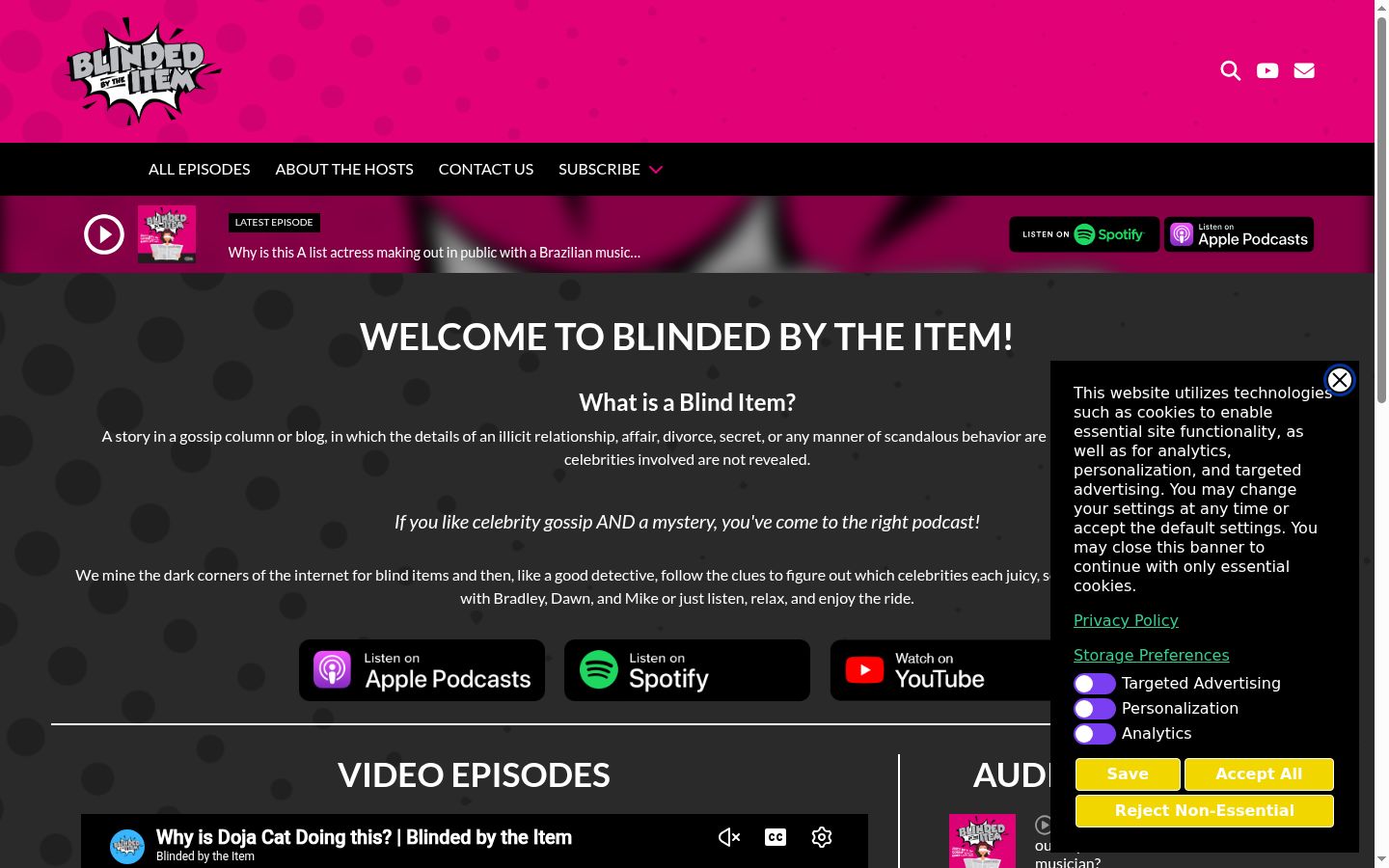 Screenshot of the consent banner shown before any interaction