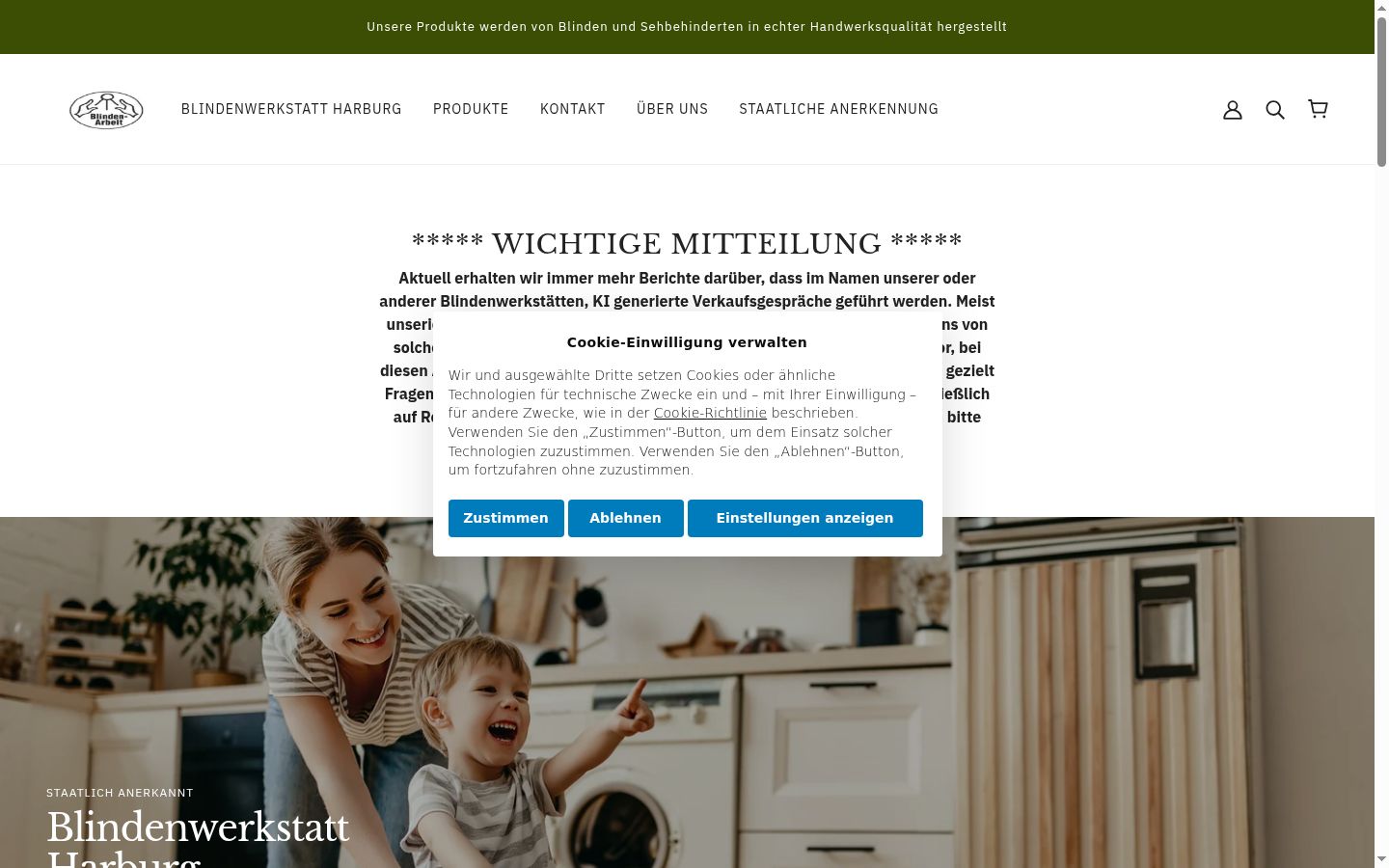 Screenshot tal-banner tal-kunsens muri qabel kwalunkwe interazzjoni