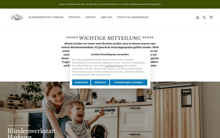 Screenshot of blindenwerkstatt-harburg.de