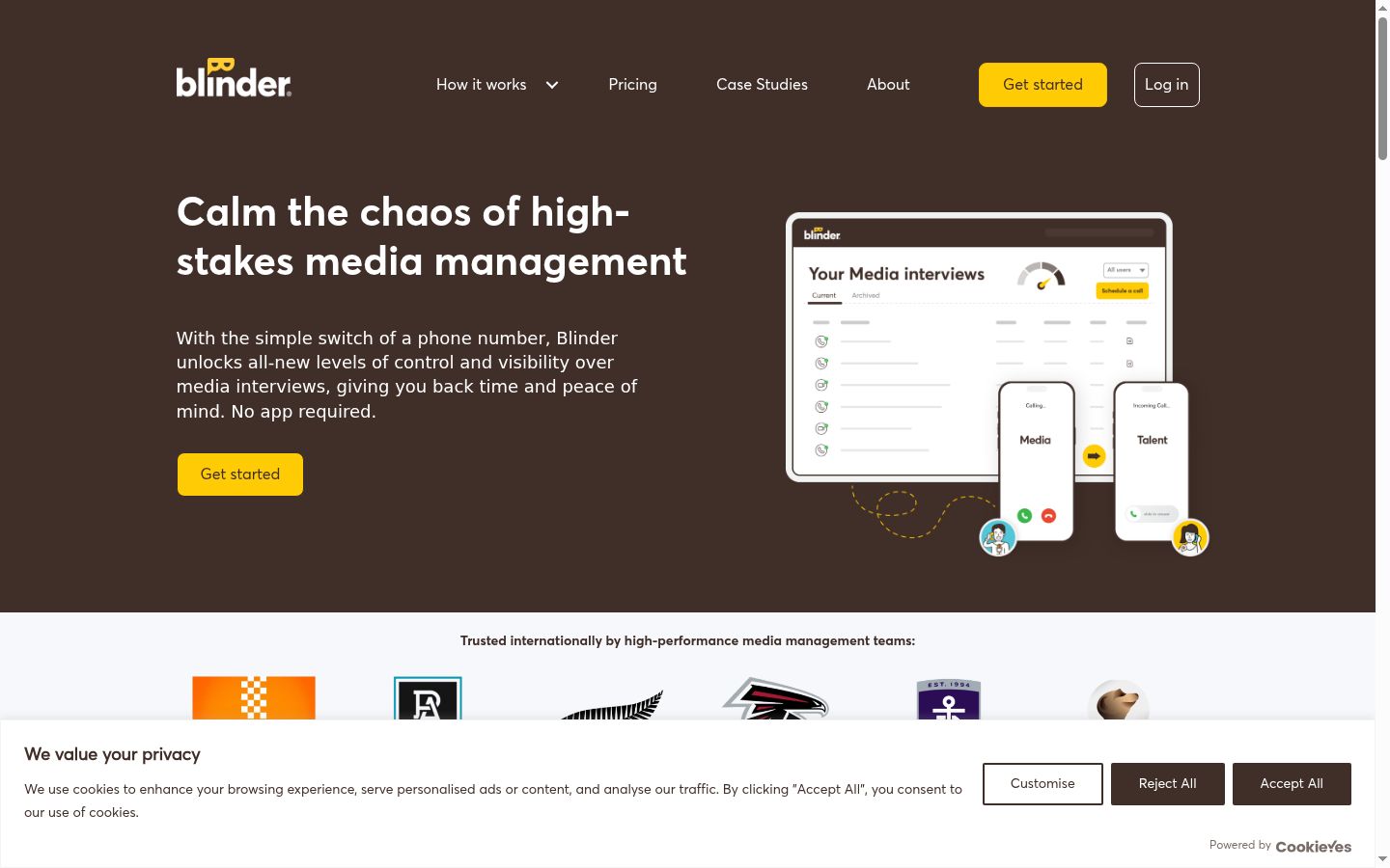 Screenshot of the consent banner shown before any interaction