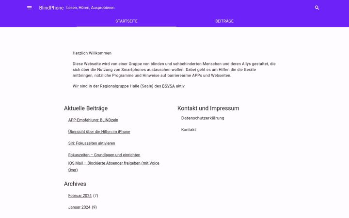 Screenshot of blindphone.de