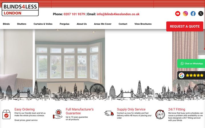 Screenshot ta' blinds4lesslondon.co.uk