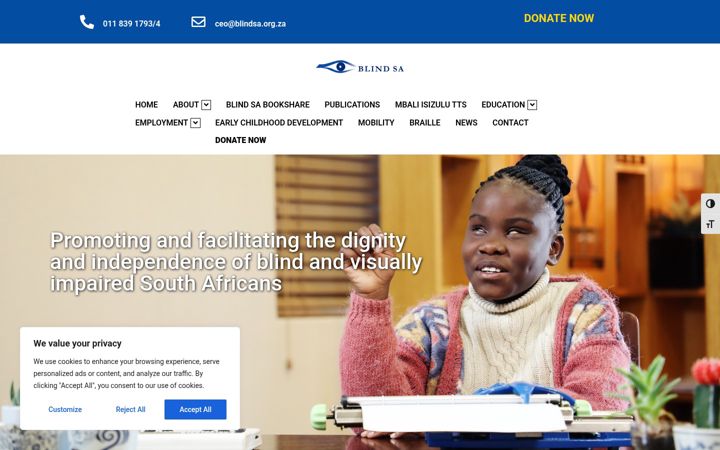 Screenshot di blindsa.org.za