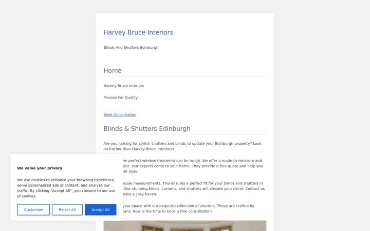 Screenshot of blindsandshuttersedinburgh.com