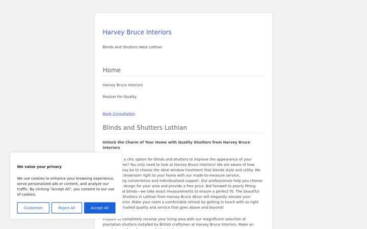Screenshot of blindsandshutterslothian.co.uk