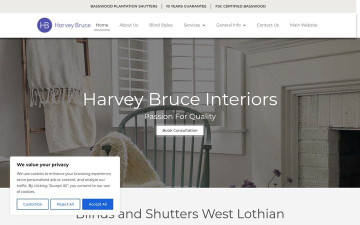 Screenshot of blindsandshutterswestlothian.co.uk