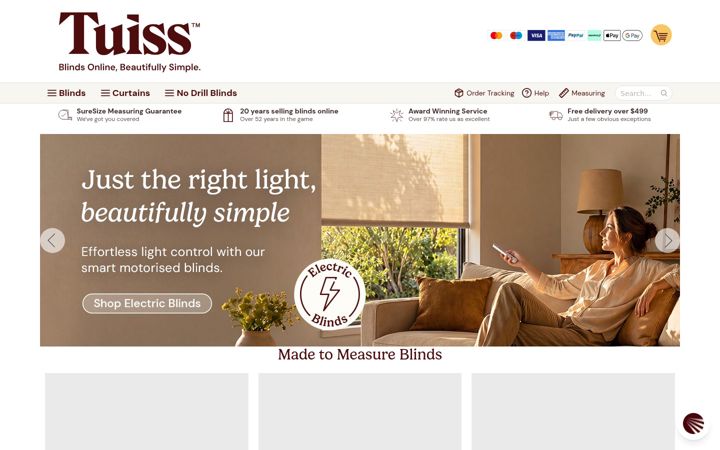 Screenshot of blindsbytuiss.co.nz