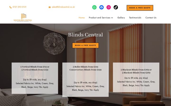 Screenshot of blindscentral.co.uk
