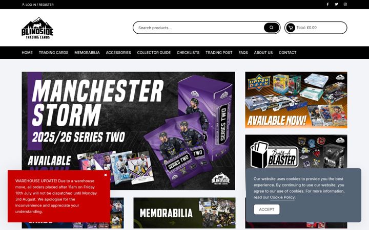 Screenshot of blindsidecards.co.uk