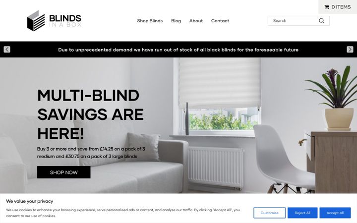 Screenshot ta' blindsinabox.co.uk