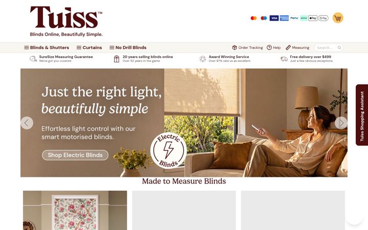 Screenshot of blindsonline.com.au