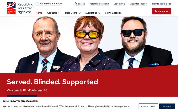 Screenshot of blindveterans.org.uk