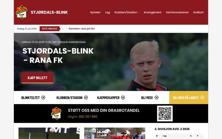 Screenshot of blinkfotball.no