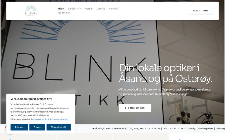 Screenshot of blinkoptikk.no