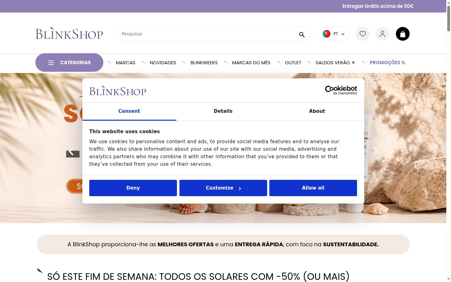 Screenshot of the consent banner shown before any interaction