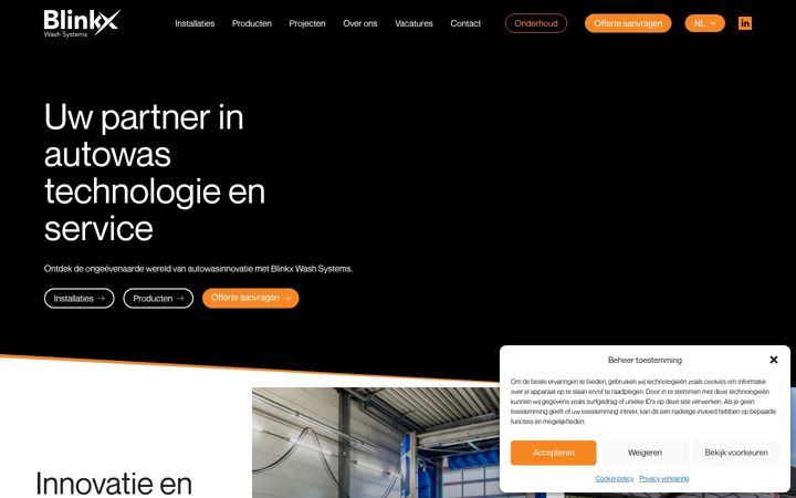 Screenshot of blinkxwashsystems.nl