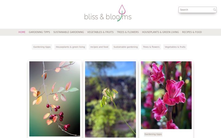 Screenshot of blissandblooms.garden